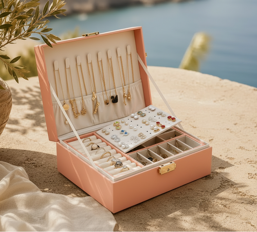Boîte à bijoux rose sans boîte secondaire
